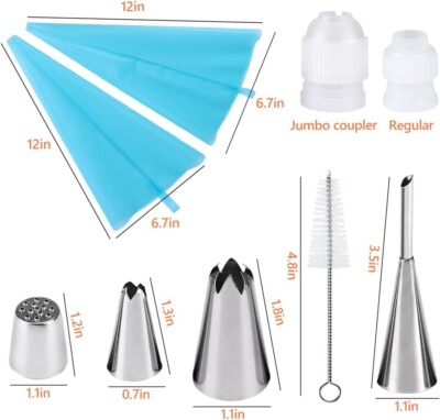 Set 9 Beccucci Per Decorazione Torte In Acciaio Inox – 1M, 2F, 2D Per Panna E Glassa, Lavabili In Lavastoviglie