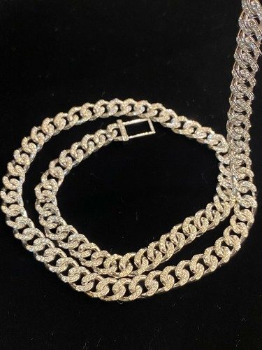 8.93 TCW Round Brilliant Cut Diamonds Men's Cuban Necklace In 585 Solid 14K Gold