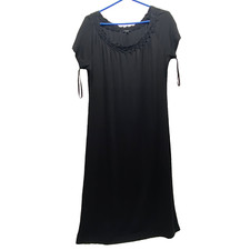 Talbots Dress Women's Medium Black Short Sleeve Flowy Rayon Knit Blend GUC