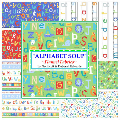 NORTHCOTT ''ALPHABET SOUP'' SCHOOL BABY FLANNEL FABRICS (SELECT SIZE)