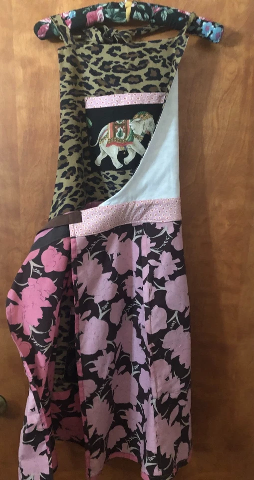 Delantal babero vintage hecho a mano para mujer con bolsillos dobles correas ajustables Foto 2 de 4