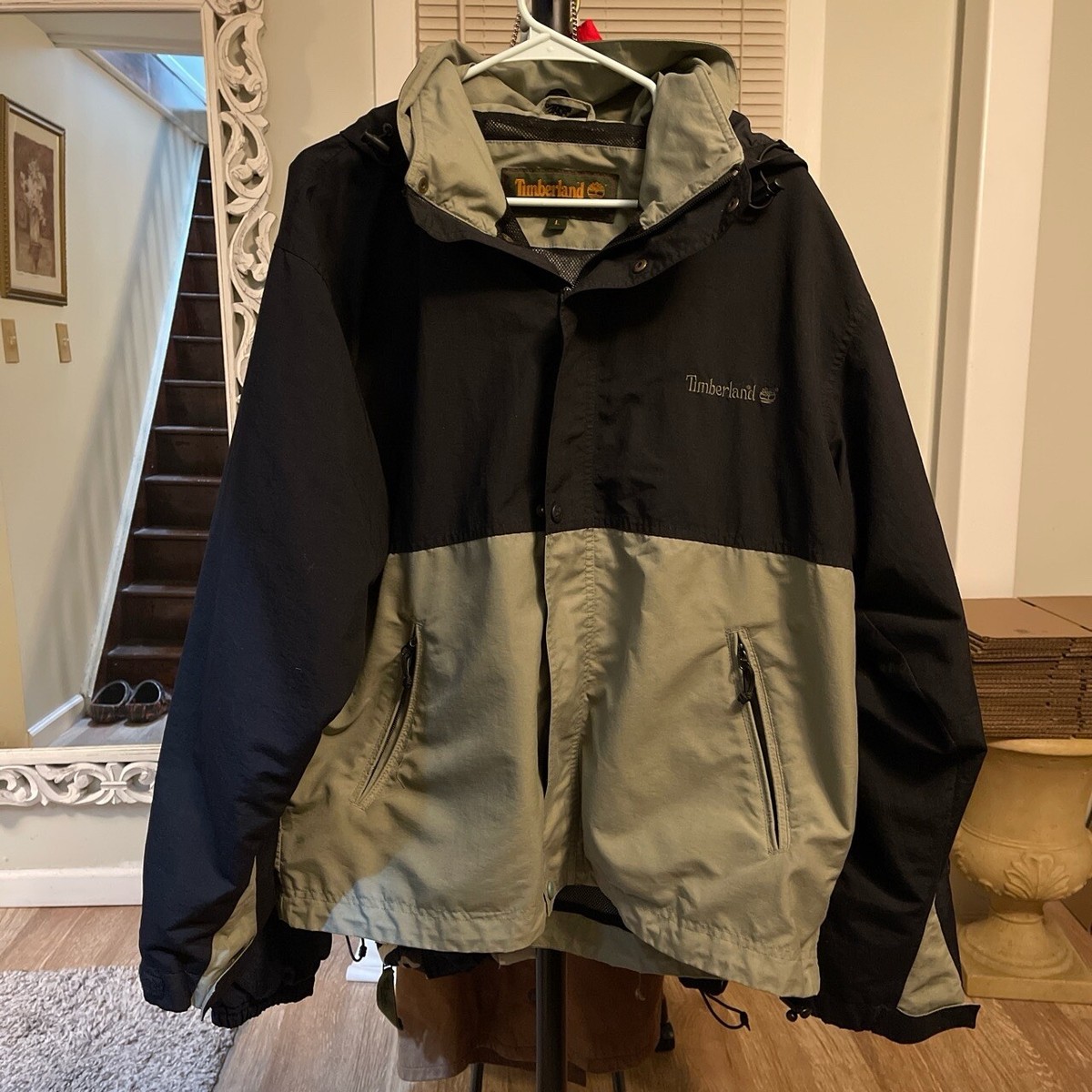 Timberland Weathergear Hooded Jacket Men's size Large Khaki Green