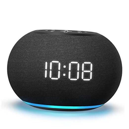 Auto-Dimmable Alarm Clock Sound Machine with Night Light, 20 Soothing Black