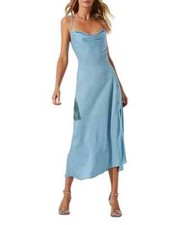 Astr the Label Cowl neck , Gaia Dress in Sky Blue Size Large NWT $98. (bn15)