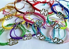 Choice of: Antique Bronze Colour Puzzle Piece Autism Awareness Macrame Bracelets
