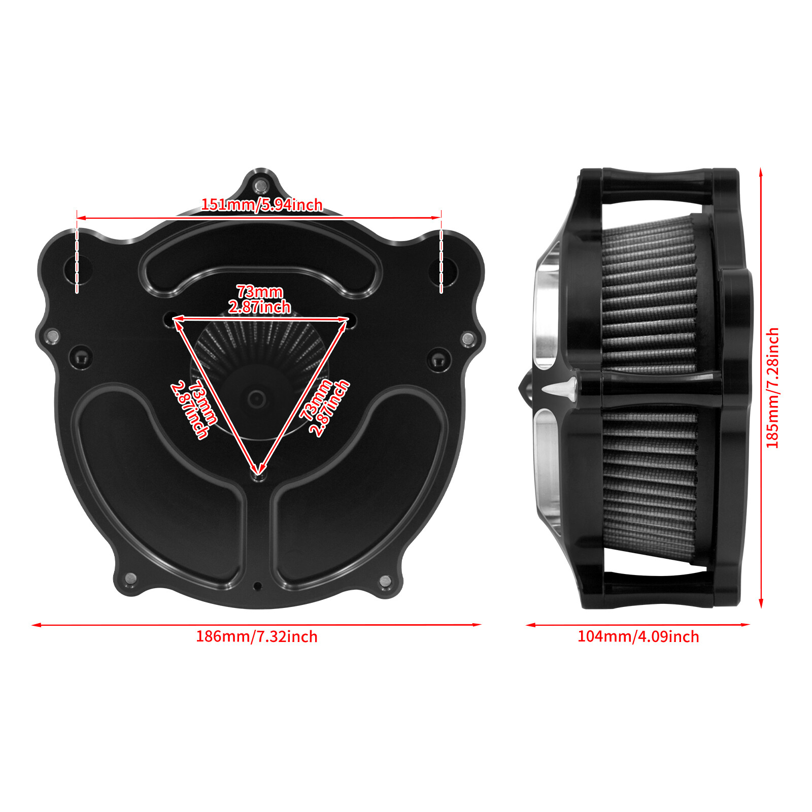 Turbine Spike Air Filter Cleaner For Harley Touring Road Street Glide 2008-2016