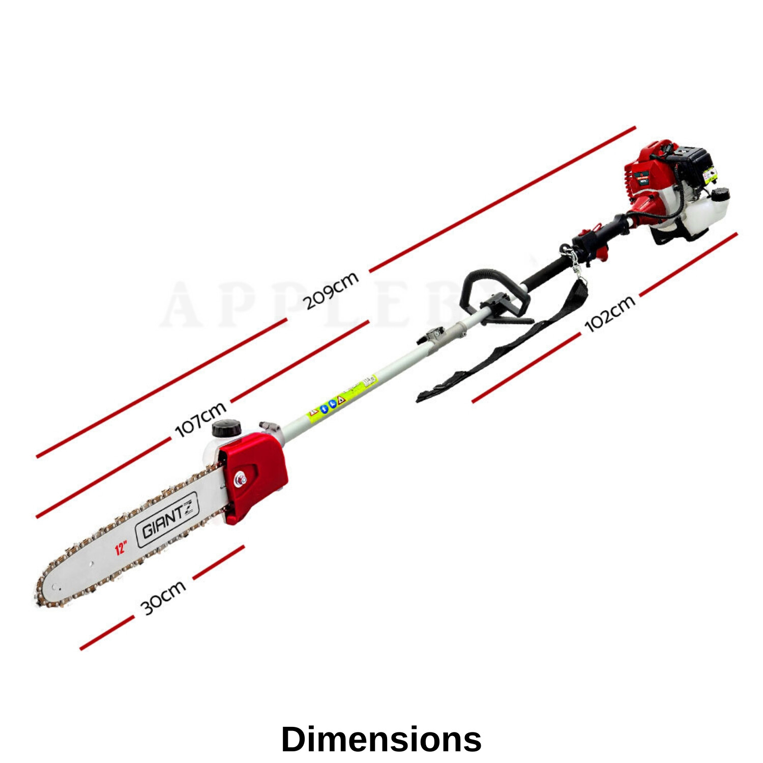 Petrol Chain Saw 62cc Pole Chainsaw Brushcutter Pruner Tree Cutter