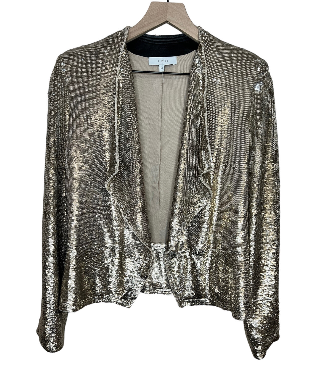 IRO Chill Sequin Double-Breasted Jacket Gold 36 U… - image 5