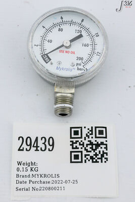 29439 MYKROLIS PRESSURE GAUGE, 0 - 200PSI 01-0152-J | eBay