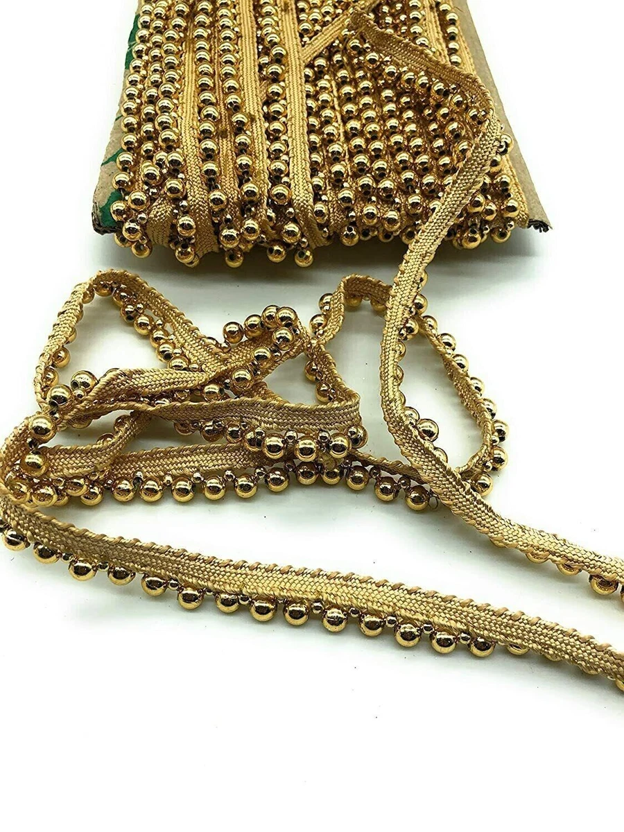 Golden Moti Bead Lace Border Supreme For Dresses Sarees Blouses
