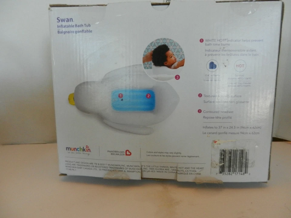 NUEVO MUNCHKIN Cisne Murciélago Inflable 6 - 24 Meses Blanco Foto 2 de 3