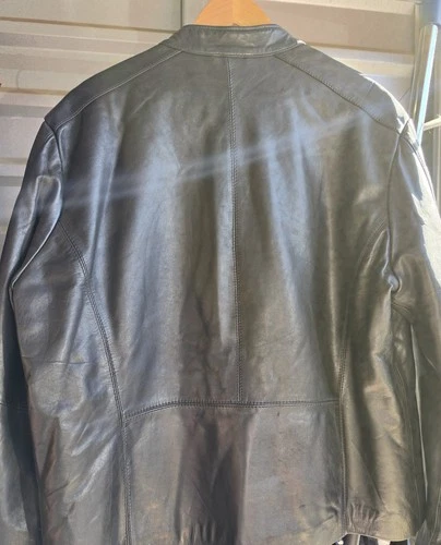 Andrew Marc Marc New York Men’s Black Leather Full Zip Biker Jacket XL image 2