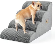 Dog Stairs for Small Dogs 15.7" 4-Step Non-Slip Waterproof Pet Ramp with Cover G