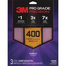 9PK 3M Pro Grade Precision 9 In. x 11 In. 400 Grit Sandpaper Sheet with No-Slip