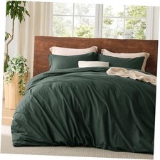 100 Washed Cotton Duvet Queen 90" x 90" 15 - Forest Green No Comforter 