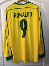 Brazil 1998 World Cup Final Jersey Ronaldo #9 Size XL Long Sleeve