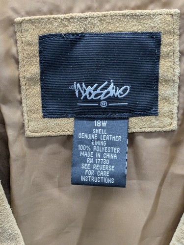 Mossimo Suede Leather Jacket Beige Tan Short Blazer Coat 3 button Women Size 18W - Picture 2 of 5