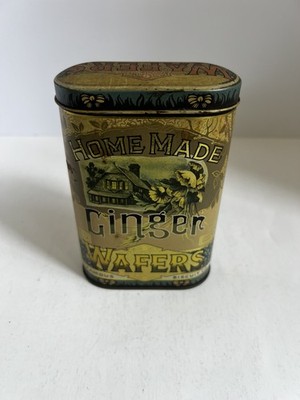 Famous Biscuit Co. Home Made Ginger Wafers Vintage Advertising Tin England 