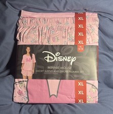 NEW Disney Minnie Mouse Womens Short Pajama Set Pink XL  Bin 1