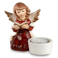 Engel Mit Teelichthalter Bordeaux-Gold Porzellan formano 746337 Weihnachtsdeko