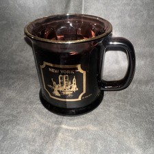Collectible New York Culver Purple Glass Mug 22k Trim Vintage Made in USA