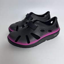 Oofos OOcandoo Slip-on Strappy Recovery Sandal Shoe Black/Pink W9 M7 EU40