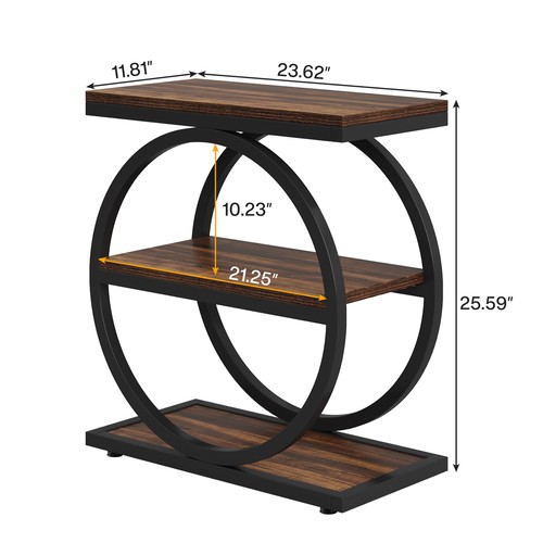 Narrow End Table, 3 Tier Sofa Side Table for Living Room, Nightstand for Bedroom - Picture 5 of 8