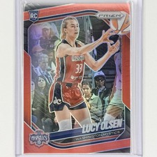 2025 Panini Prizm WNBA Lucy Olsen #104 Red Prizm Mystics Rookie /299 Color Match