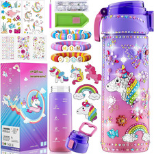 Gifts for Girls 4-12, Decorate Your Own Water Bottle Kits for Girls, Unicorn Dia