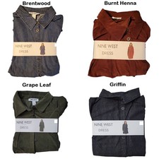 Nine West Women's Side Seam Pockets Soft Comfortable Cotton Dress