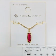 Kendra Scott Eva Red Glass Pendant Gold Necklace