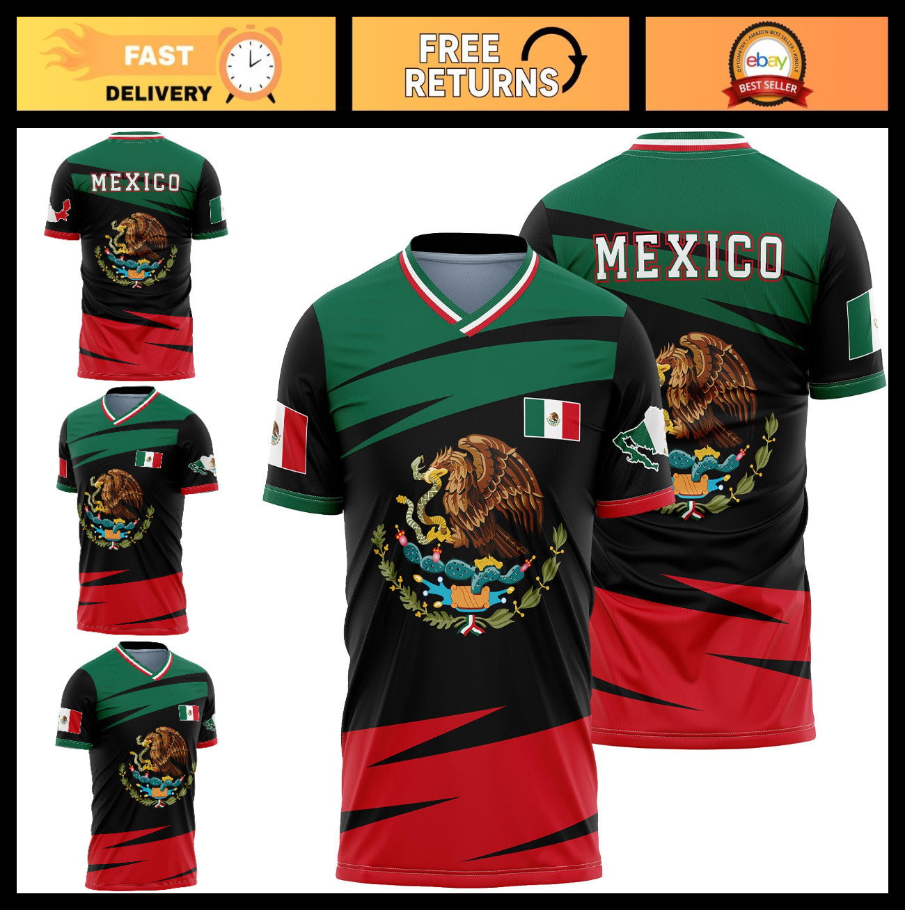 Men's Mexico Flag Jersey - Athletic Sports Shirt, Exclusive Design, Soccer Top