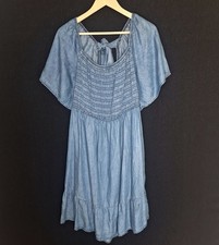 💙 Sweet Wanderer Chambray Jeans Dress Size 2X/3X Smocked Bust Lightweight Soft