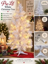 24  Pre-Lit White Christmas Tree Warm White Lights Tabletop Holiday Decor New
