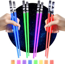 LED Lightsaber Chopsticks Set Light Up Sushi Chop Sticks Gift for Star Fans 2 Pk