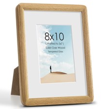8x10 Picture Frame, Natural Oak Wood Photo Frame with Tempered Glass, Display...
