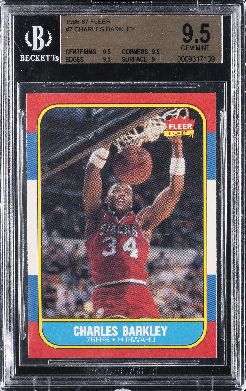 1986 FLEER #7 CHARLES BARKLEY BGS 9.5