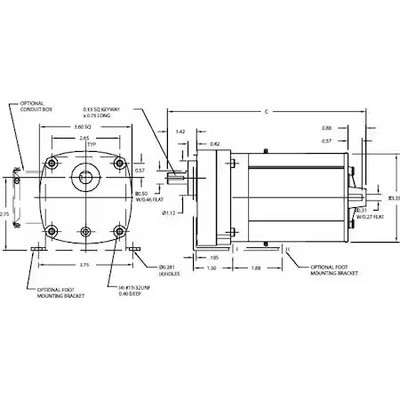 Dayton 6A197 Ac Gearmotor, 30 In-Lb Max. Torque, 95 Rpm Nameplate Rpm, 115V Ac