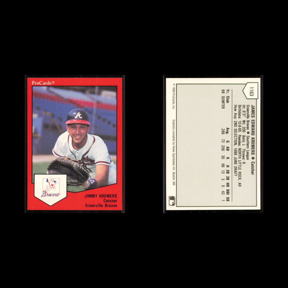 Jimmy Kremers #1163 1989 ProCards Minor League Team Sets Greenville Braves Card - Image 3 of 3