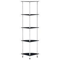 Standregal 5 Ablagen Hartglas Schwarz 30X30X130 Cm