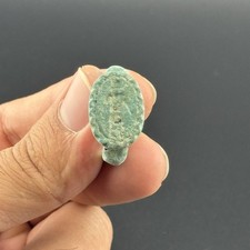 Ancient Roman Bronze Legion Ring with Bezel Depicting Figurine