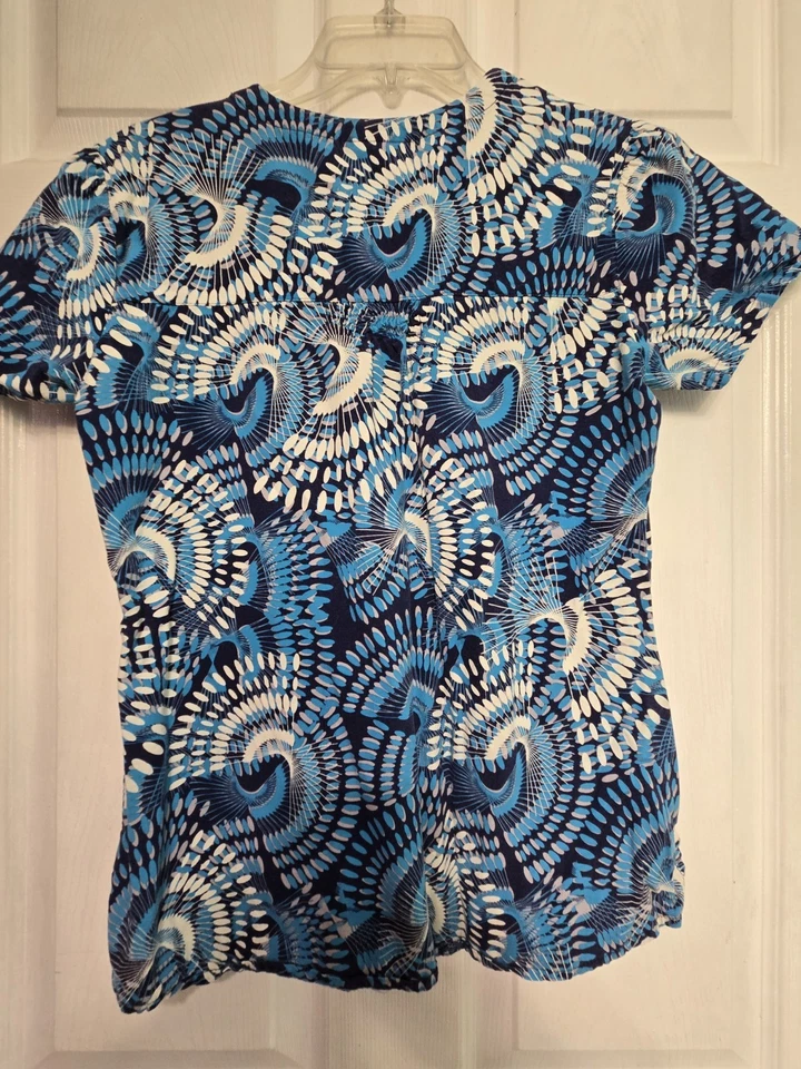 Grey's Anatomy Scrub Top size s-Navy/Grey/Blue  V-Neck-Chest 19"/L 24" - Image 2 of 4