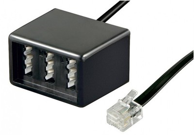 TAE Telefon-Adapter-Stecker -3x TAE N/F/F Buchse an RJ11/RJ14-Stecker (6P4C)