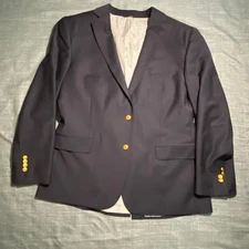 Brooks Brothers Explorer Regent Fit Wool Navy Blazer Gold Buttons Men's Size 46
