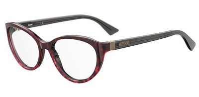 Moschino Brille Damen MOS557 3VJ Rot Animalier Acetat Brillenfassung 53-17 140