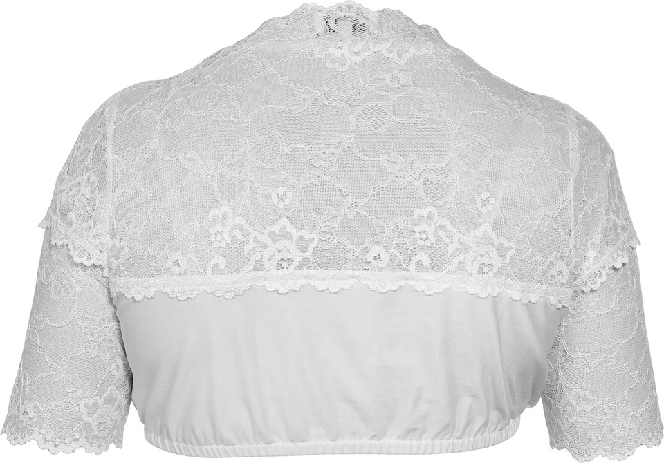 MarJo Dirndlbluse Eiza-Finja weiß Spitze V-Ausschnitt Raffung Damen  - Bild 2 von 2