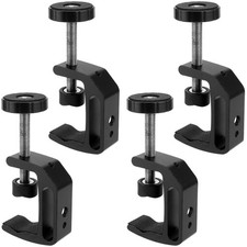 4 PCS Universal Desk C Clamp 1/4 3/8 Thread Heavy Duty Aluminum Mount Black