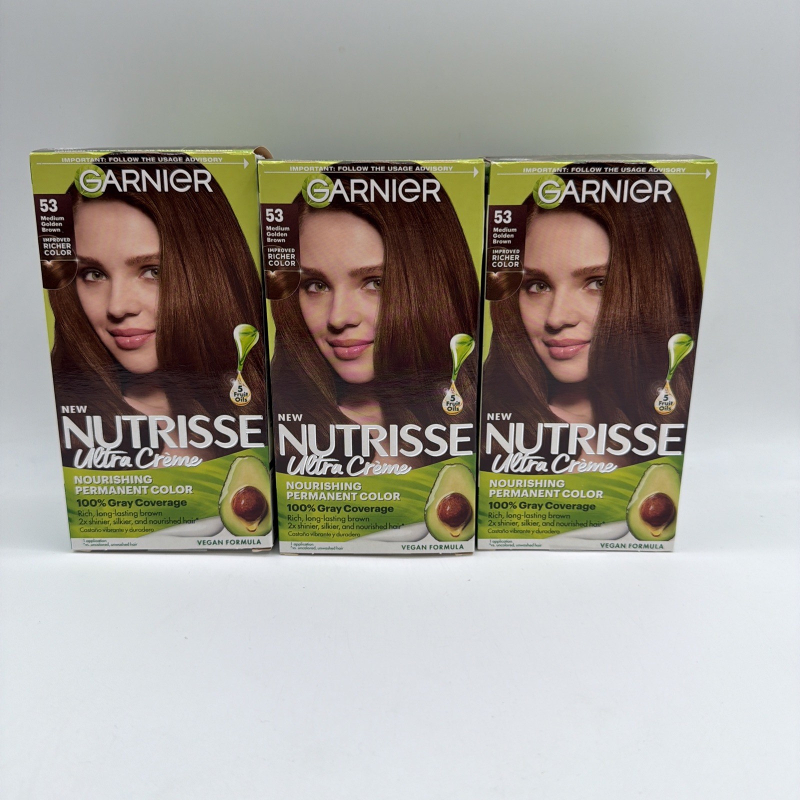 Garnier Nutrisse Creme Kit 53 Medium Golden Brown 3 Pack