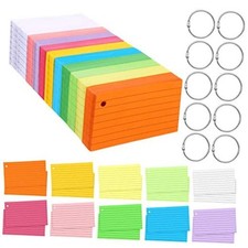 1500 Pcs Index Cards Flash Cards with Rings 2 x 3.5 Inch Lined Notecards with