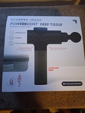 Sharper Image Powerboost Percussion Massage Gun, 6 Speeds, 5 Attachments, Whisp  